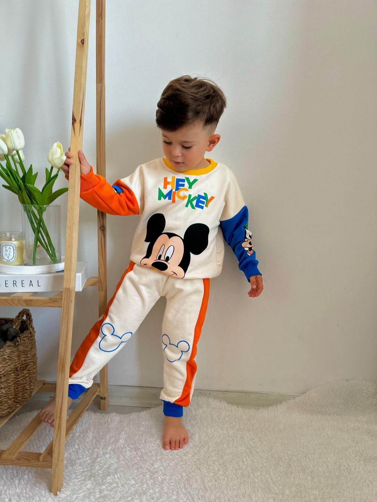 Mickey Renkli Kol Detaylı Eşofman Takımı