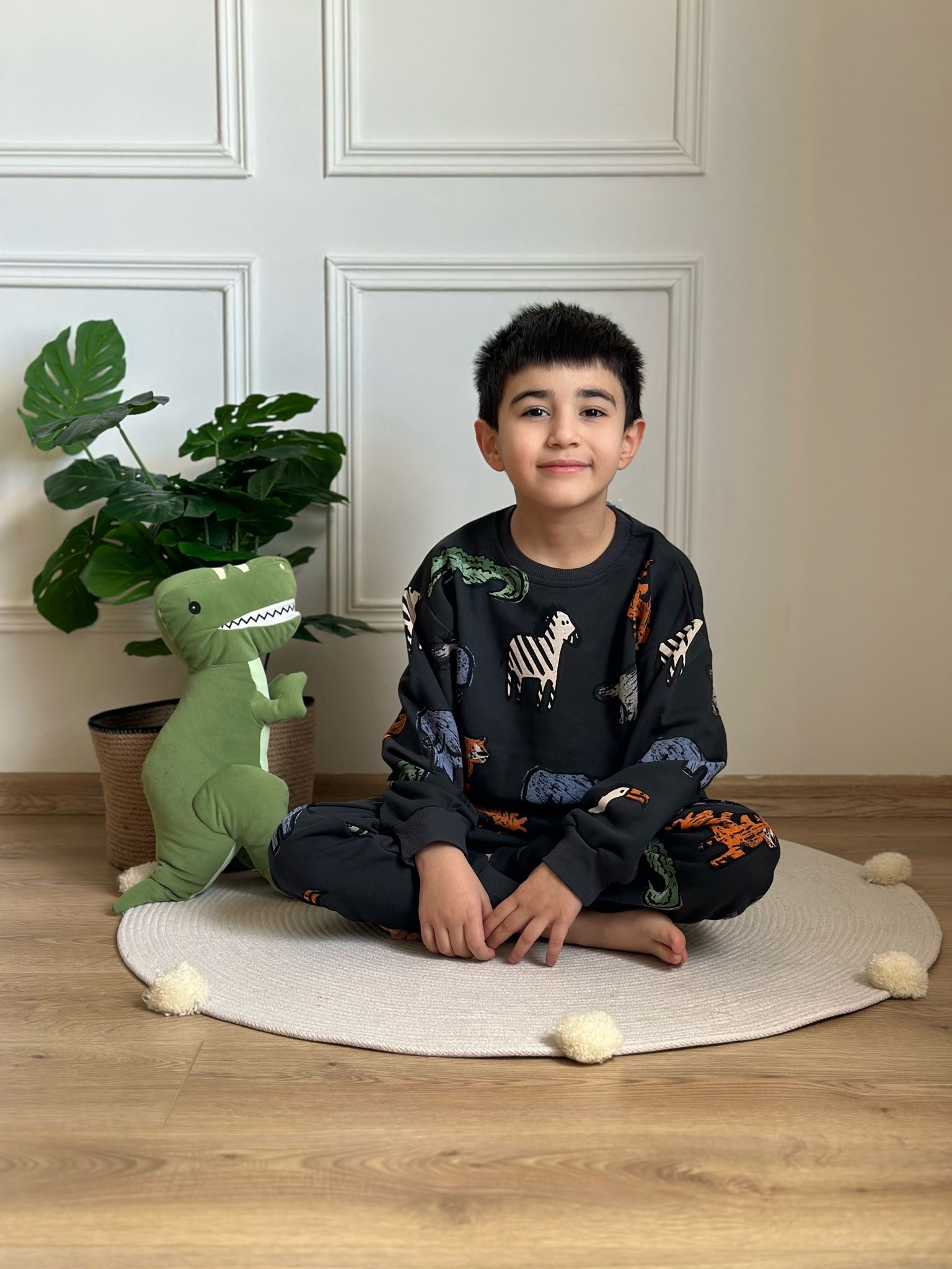 Animal Print Antrasit Eşofman Takımı