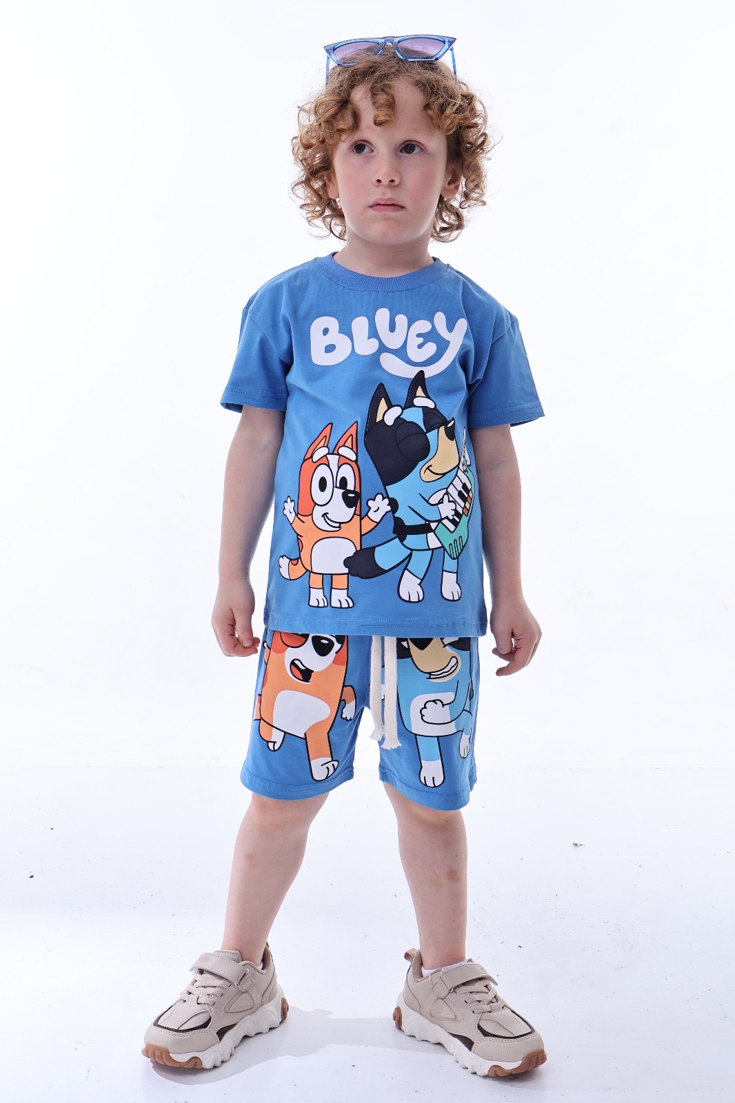 Müzikal Bluey Mavi Şortlu Takım