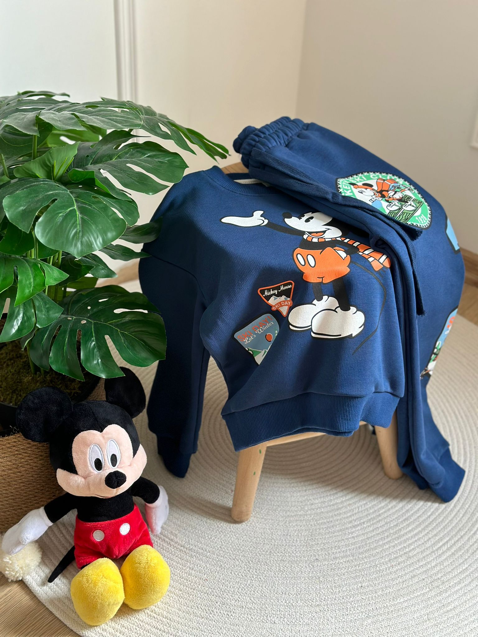 Mavi Disney Mickey Mouse Sırt Baskılı Eşofman Takımı