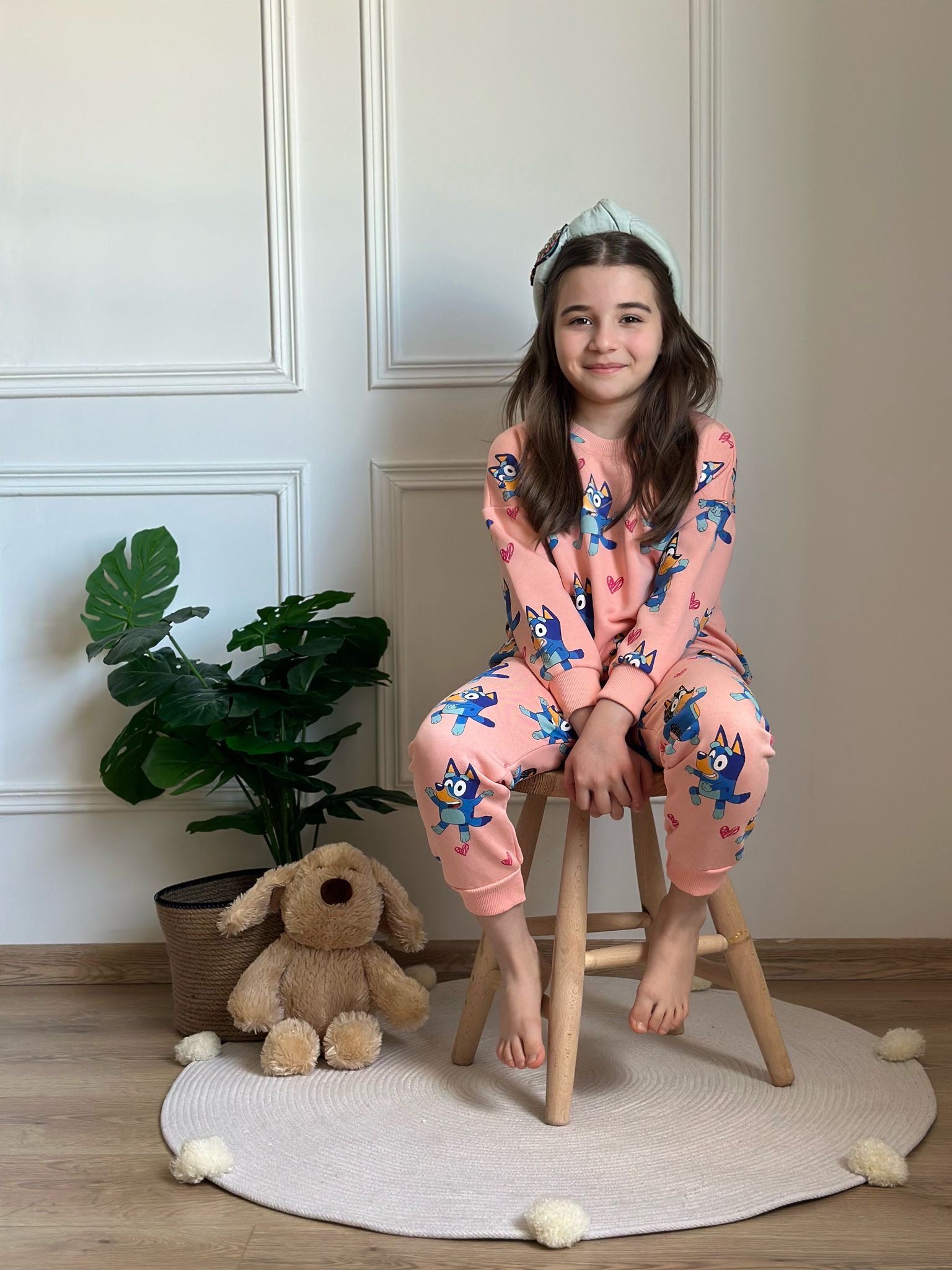 Pembe Bluey Figürlü Taytlı Takım