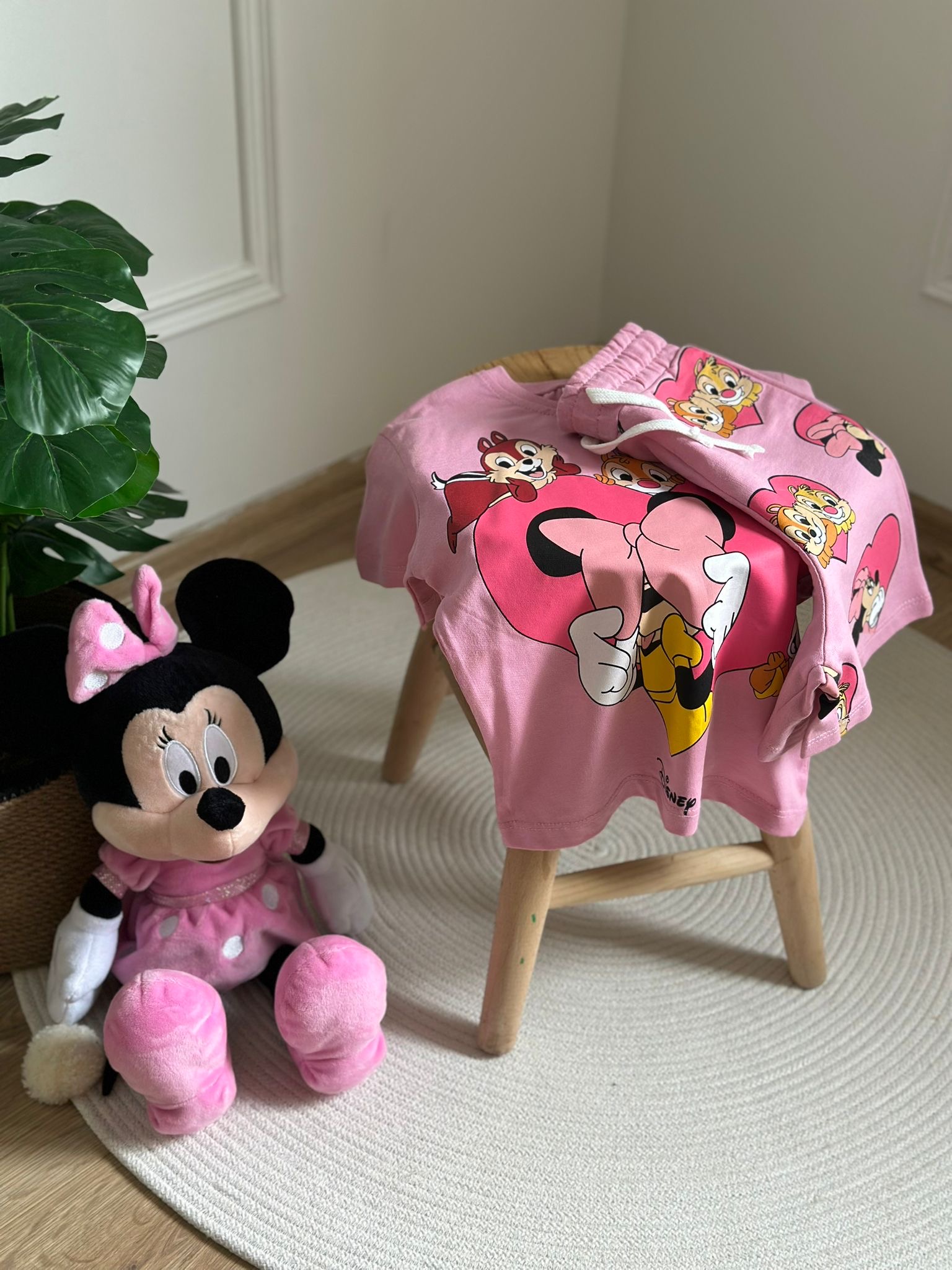 Pembe Minnie Kalpli Şortlu Takım
