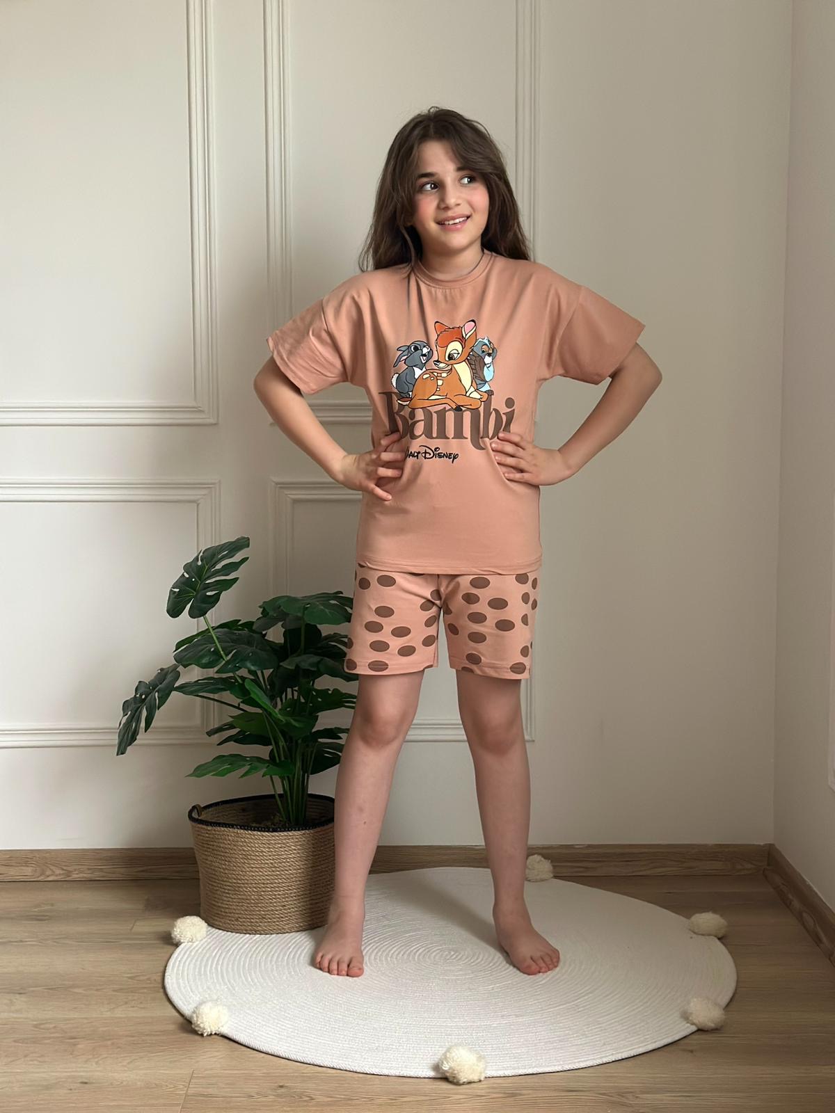 Kahverengi Bambi Şortlu Takım