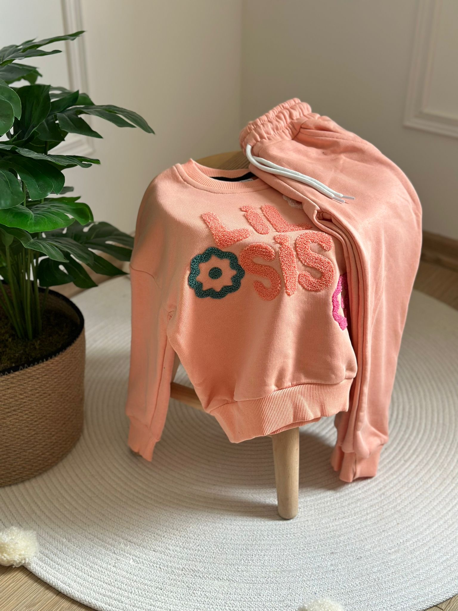Pembe Lilsis Punch İşlemeli Eşofman Takımı