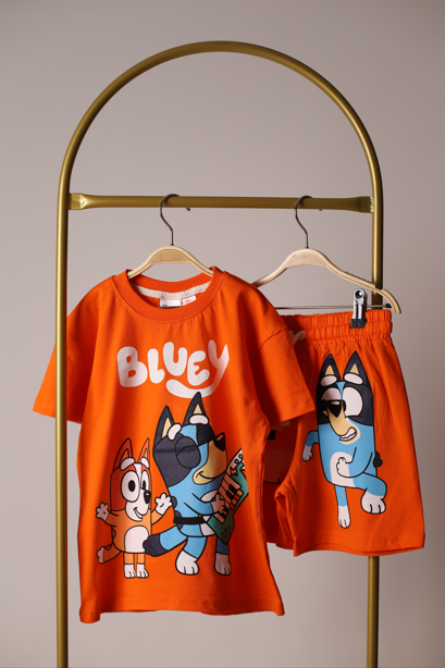 Müzikal Bluey Turuncu Şortlu Takım