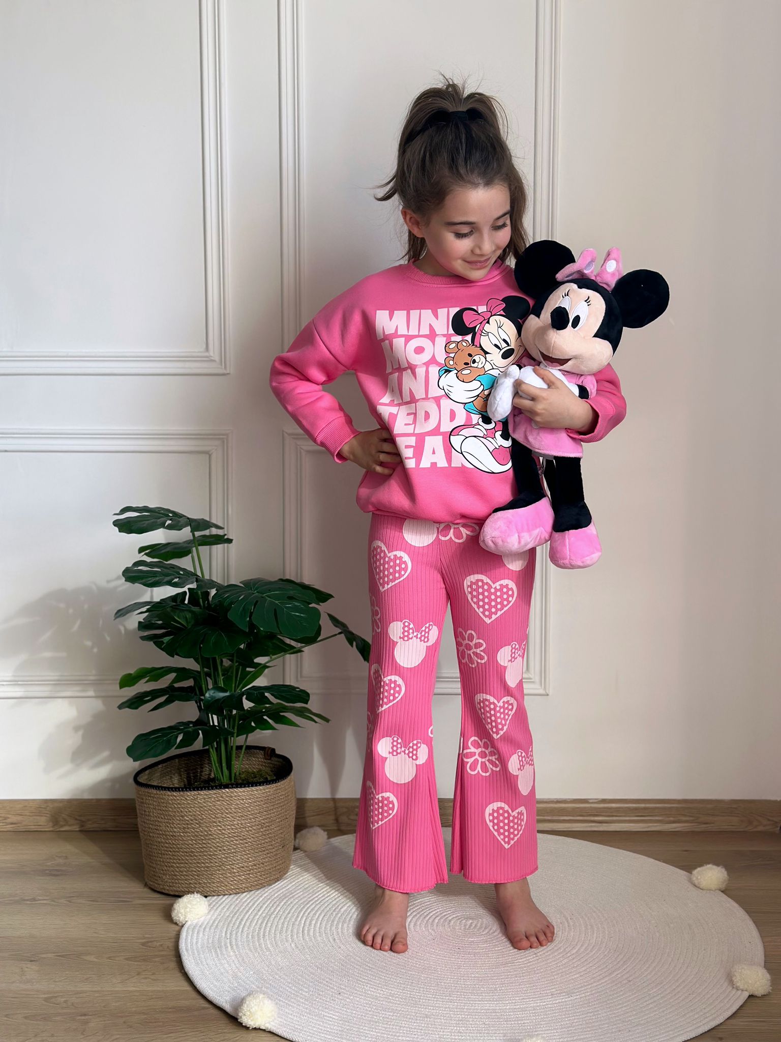 Minnie And Teddy Pembe Fitilli Takım