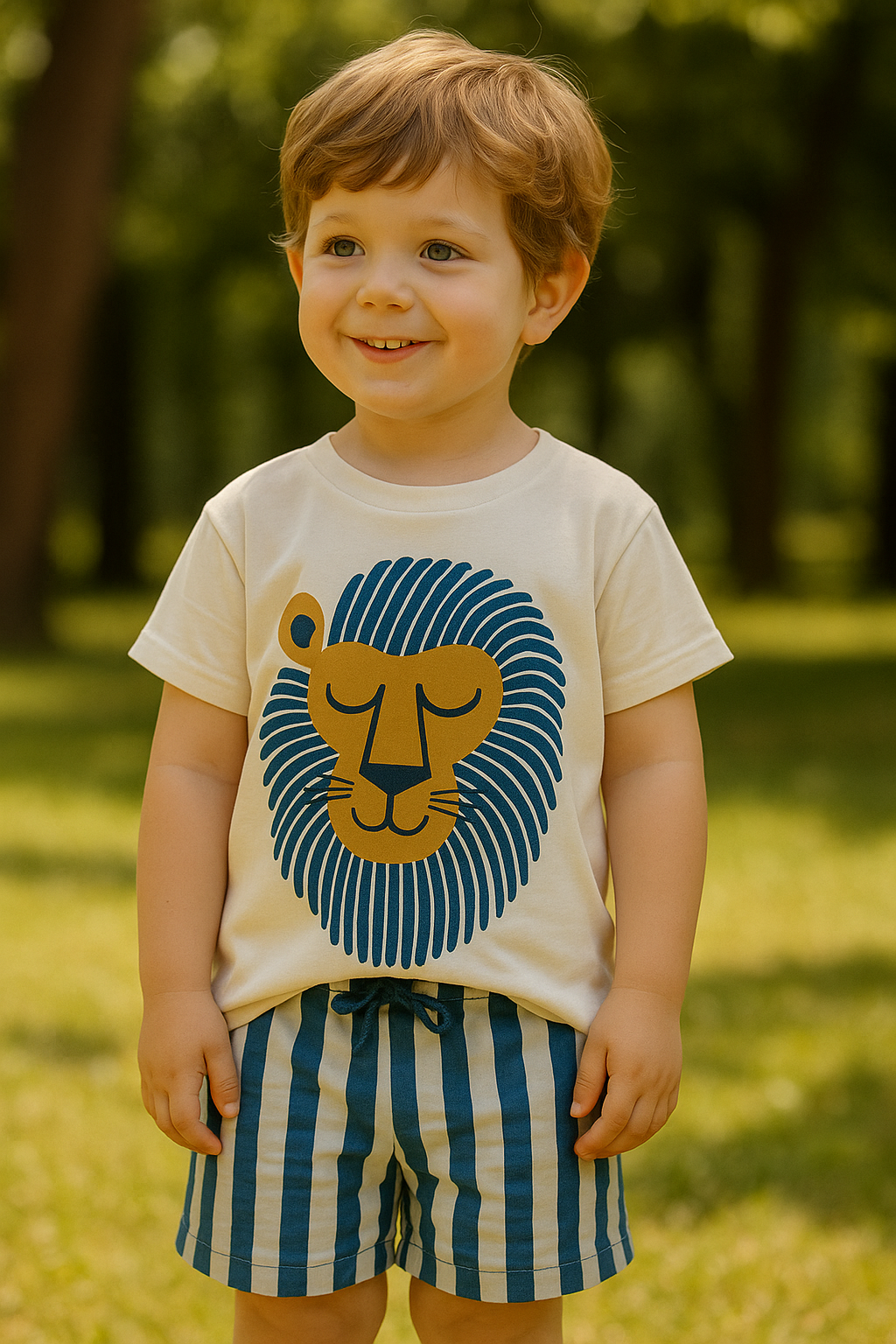 The Lion Mavi Çizgili Şortlu Takım
