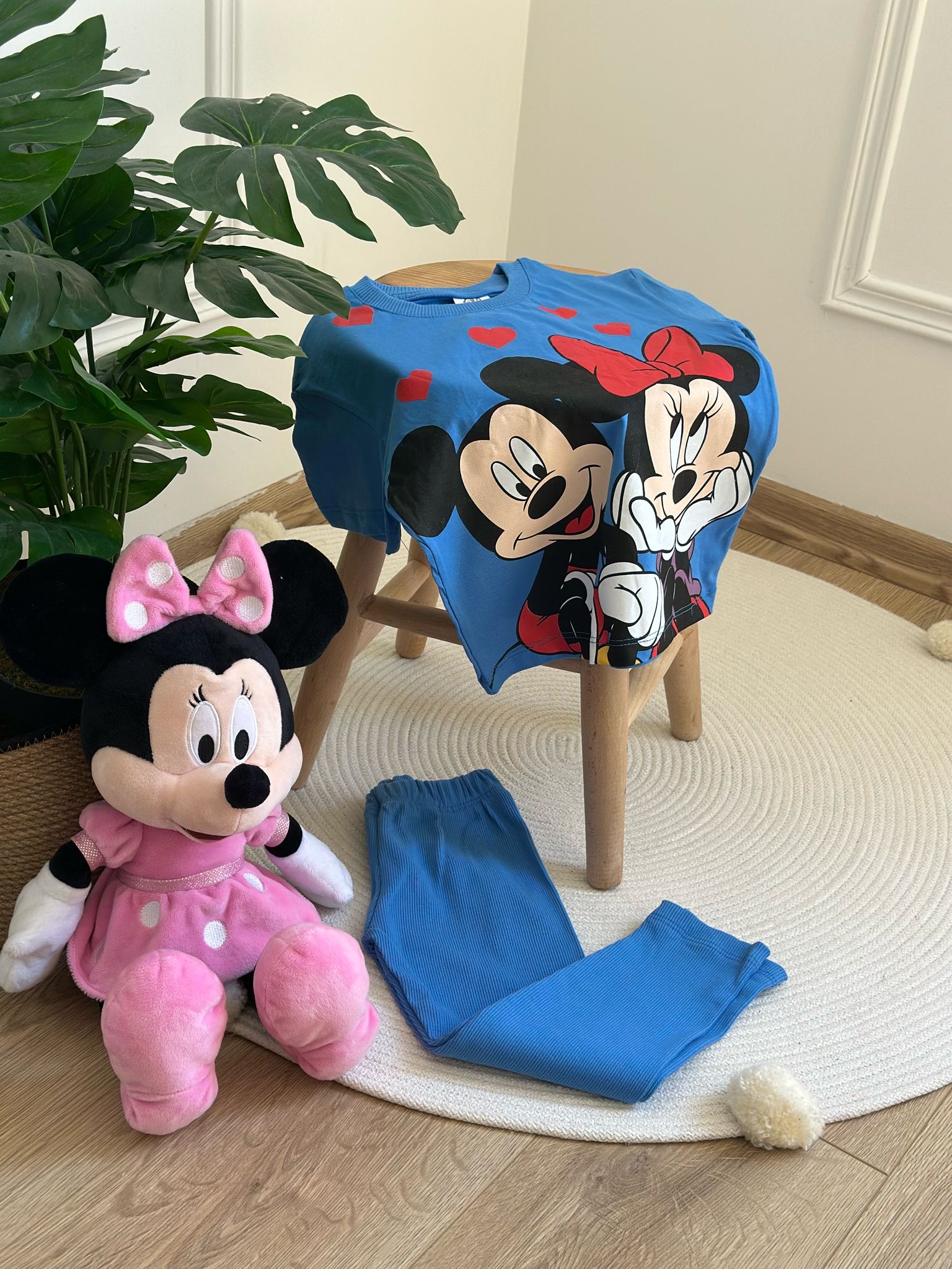 Mavi Minnie ve Mickey Love Taytlı Takım