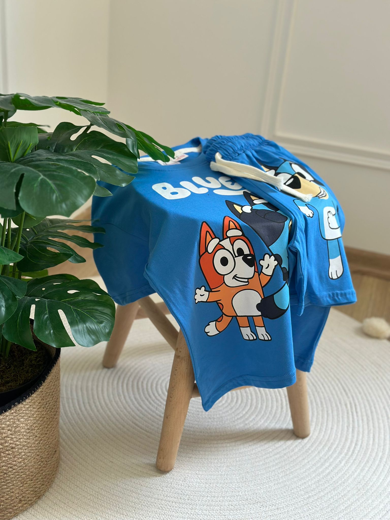 Müzikal Bluey Mavi Şortlu Takım