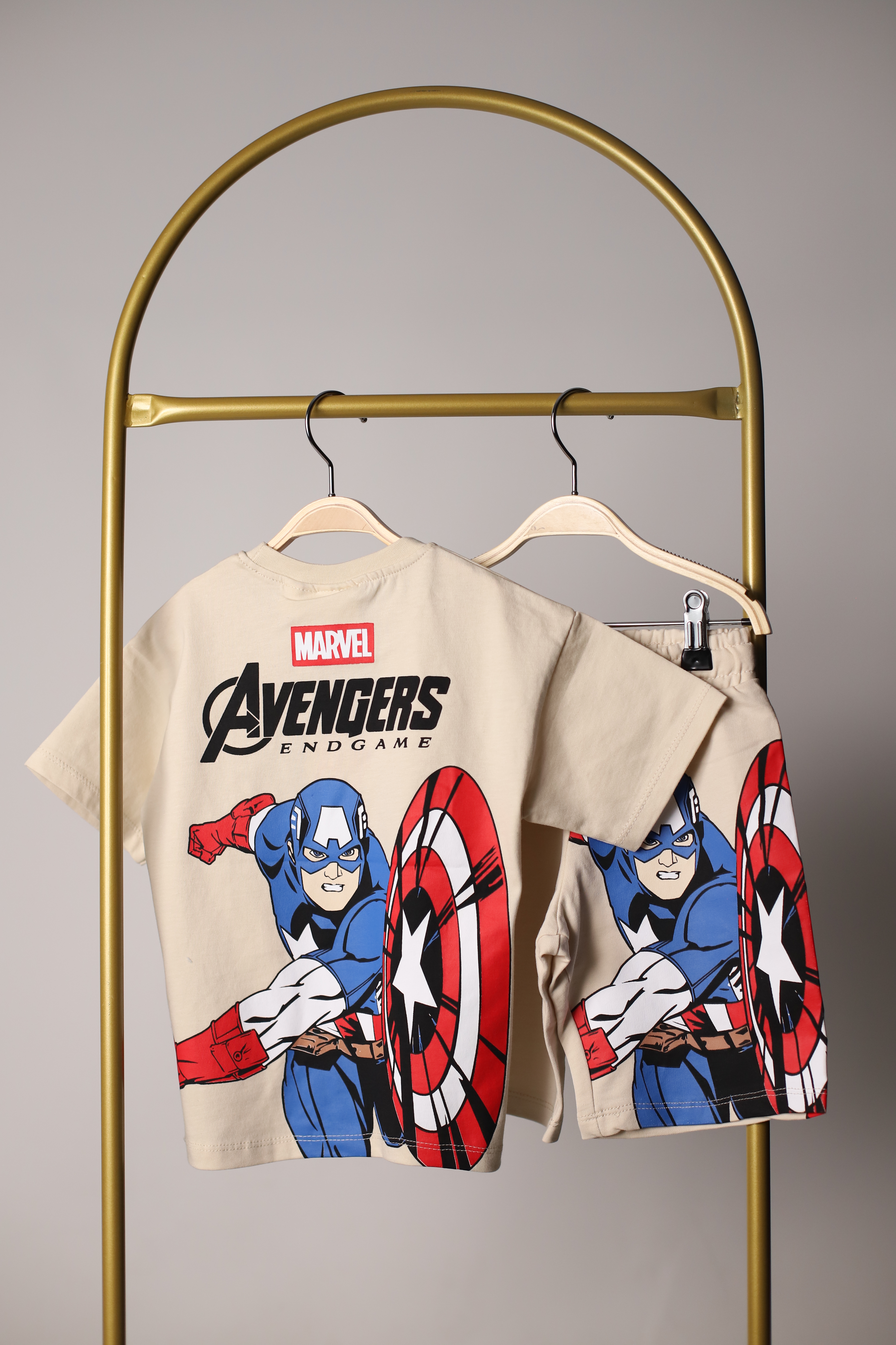 Captain America Sırt Baskılı Şortlu Takım