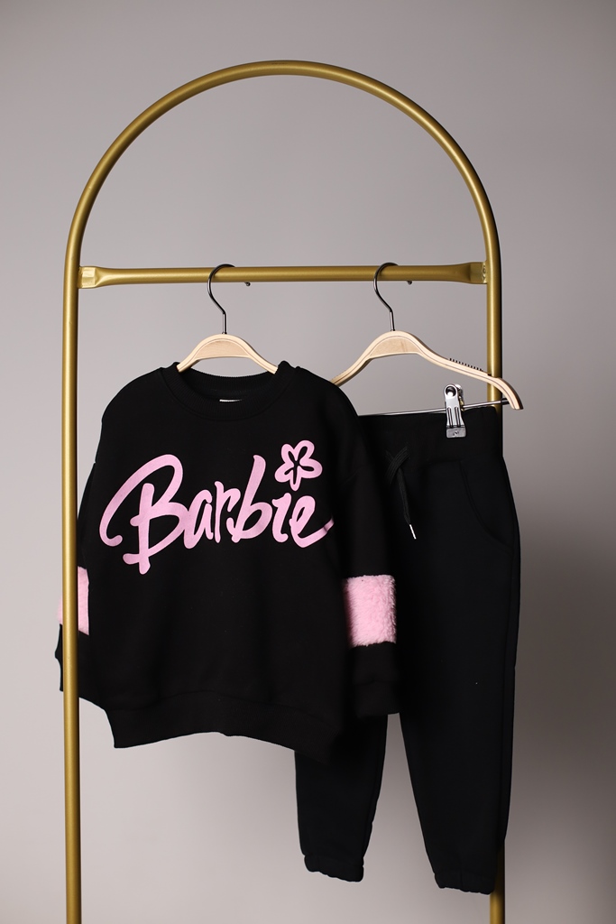 Siyah Barbie Baskılı Eşofman Takmı