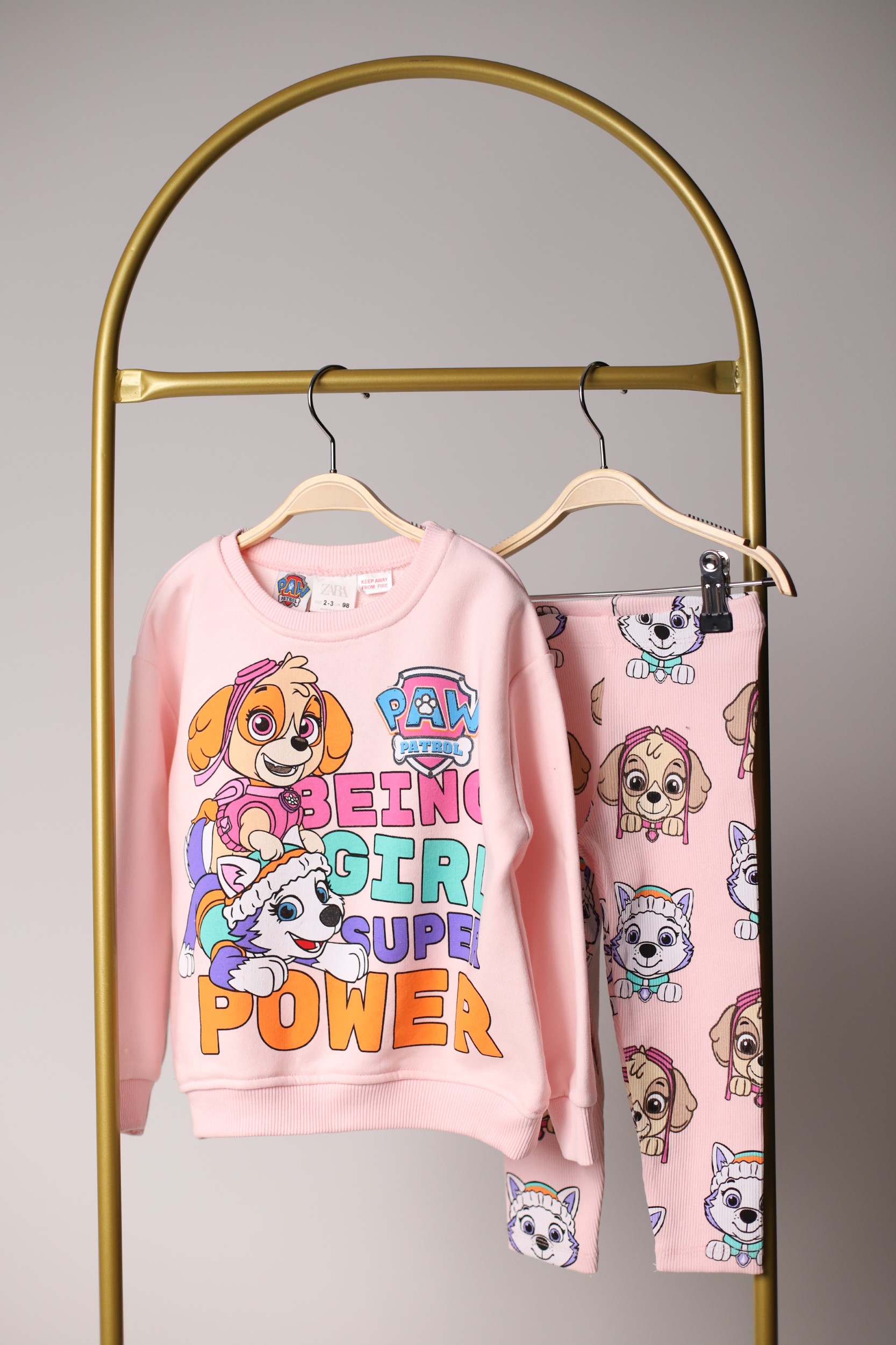 Pembe Paw Patrol Figür Baskılı Taytlı Takım
