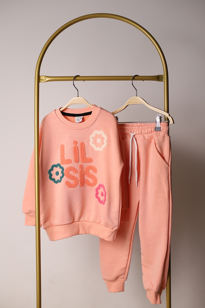 Pembe Lilsis Punch İşlemeli Eşofman Takımı