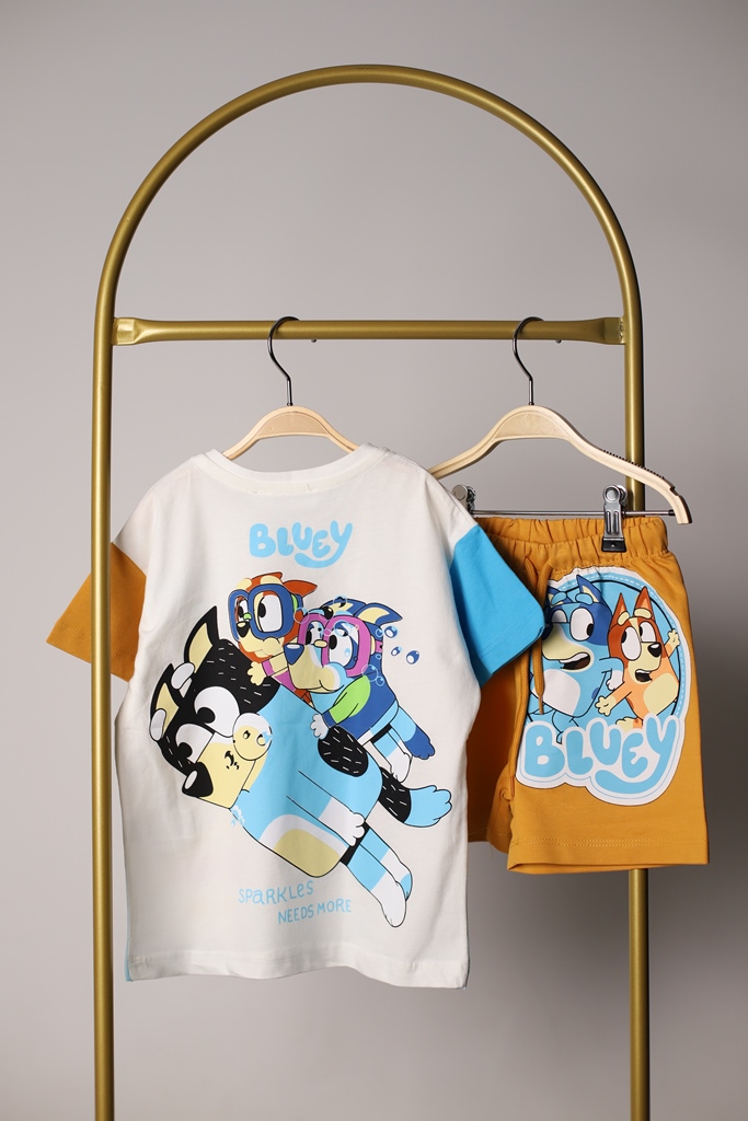 Dalgıç Bluey Baskılı Şortlu Takım