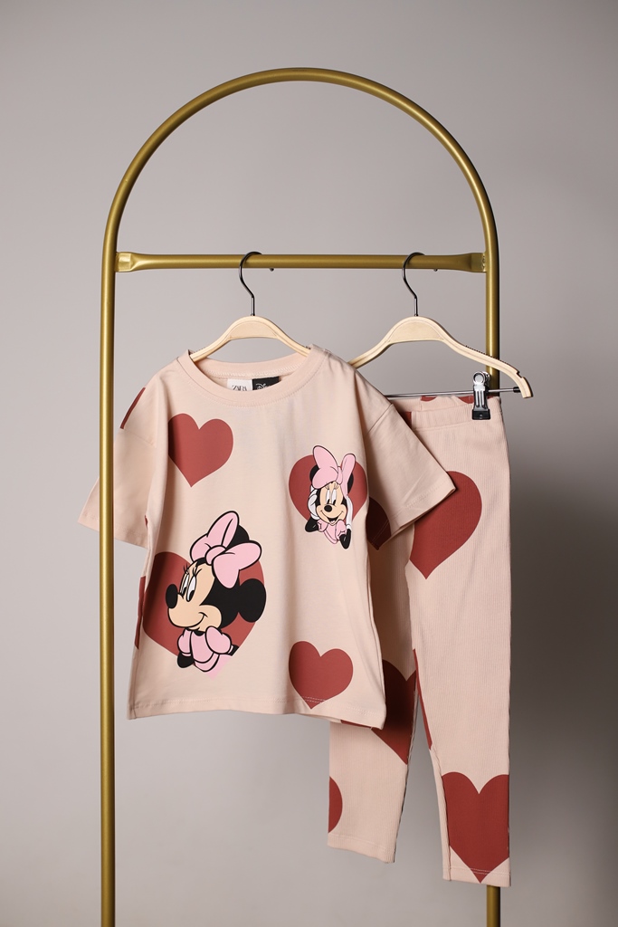 Minnie Kalp Detaylı Taytlı Takım