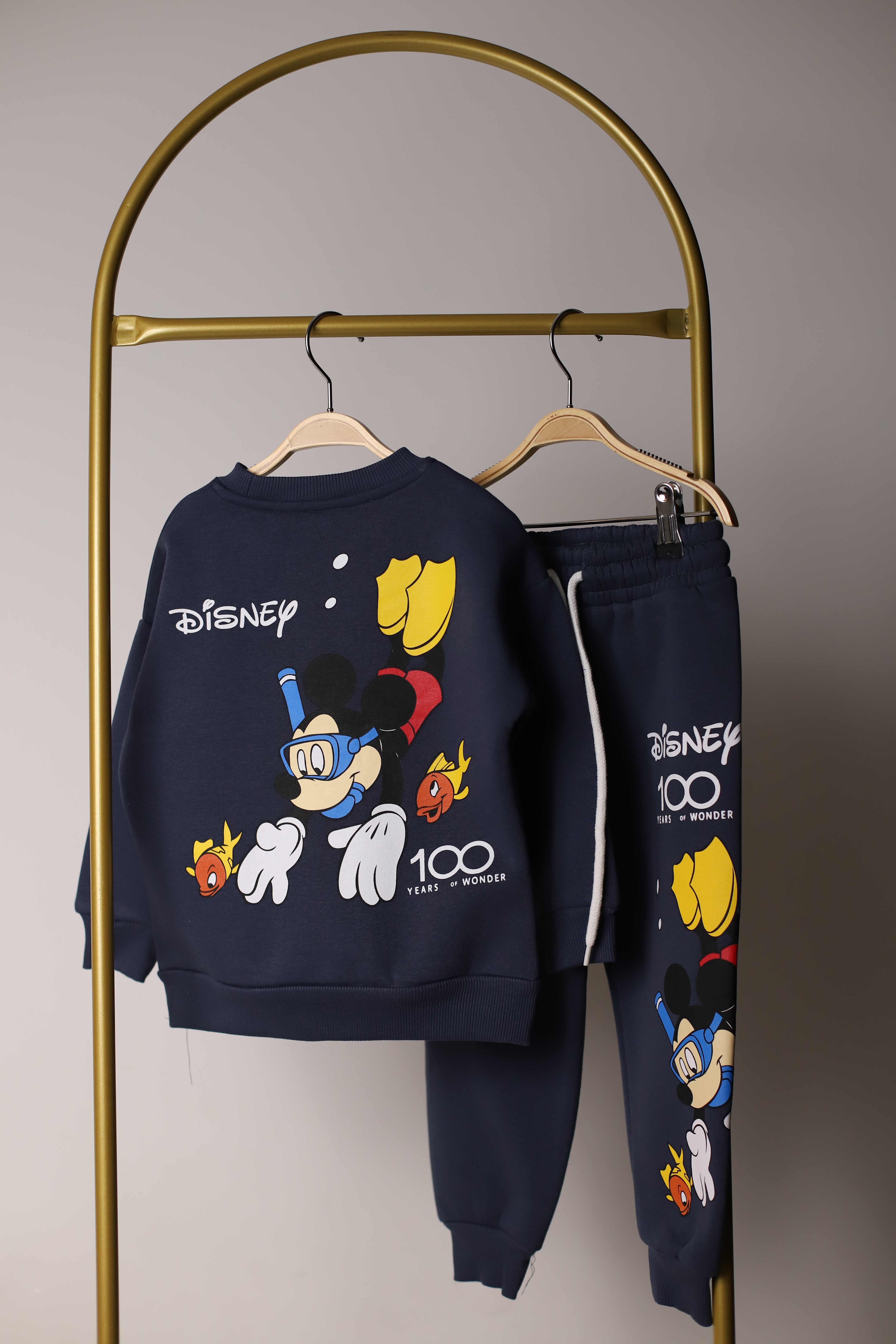 Lacivert Sırt Baskılı Dalgıç Mickey Eşofman Takımı