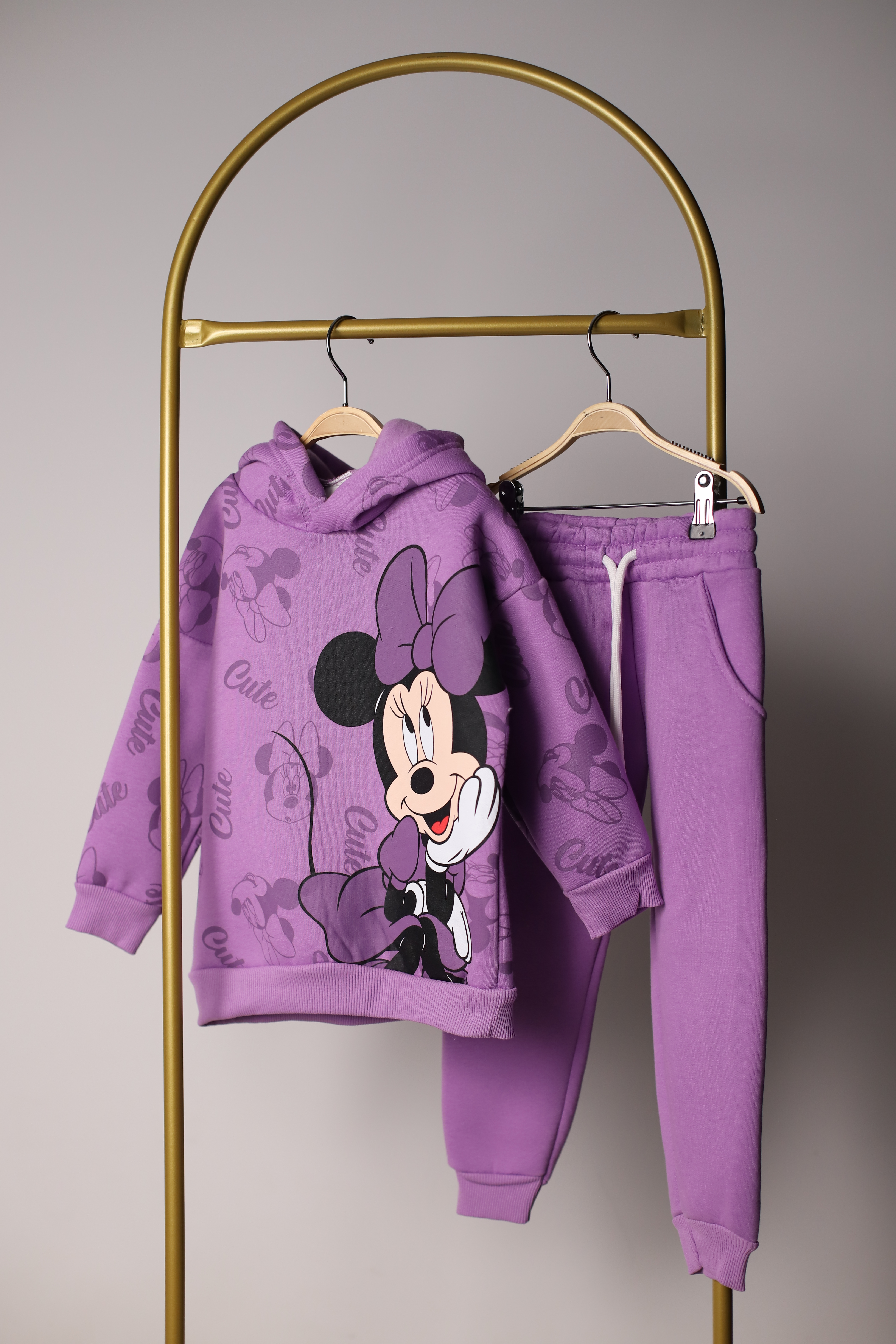 Mor Mickey Mouse Cute Baskılı Eşofman Takımı