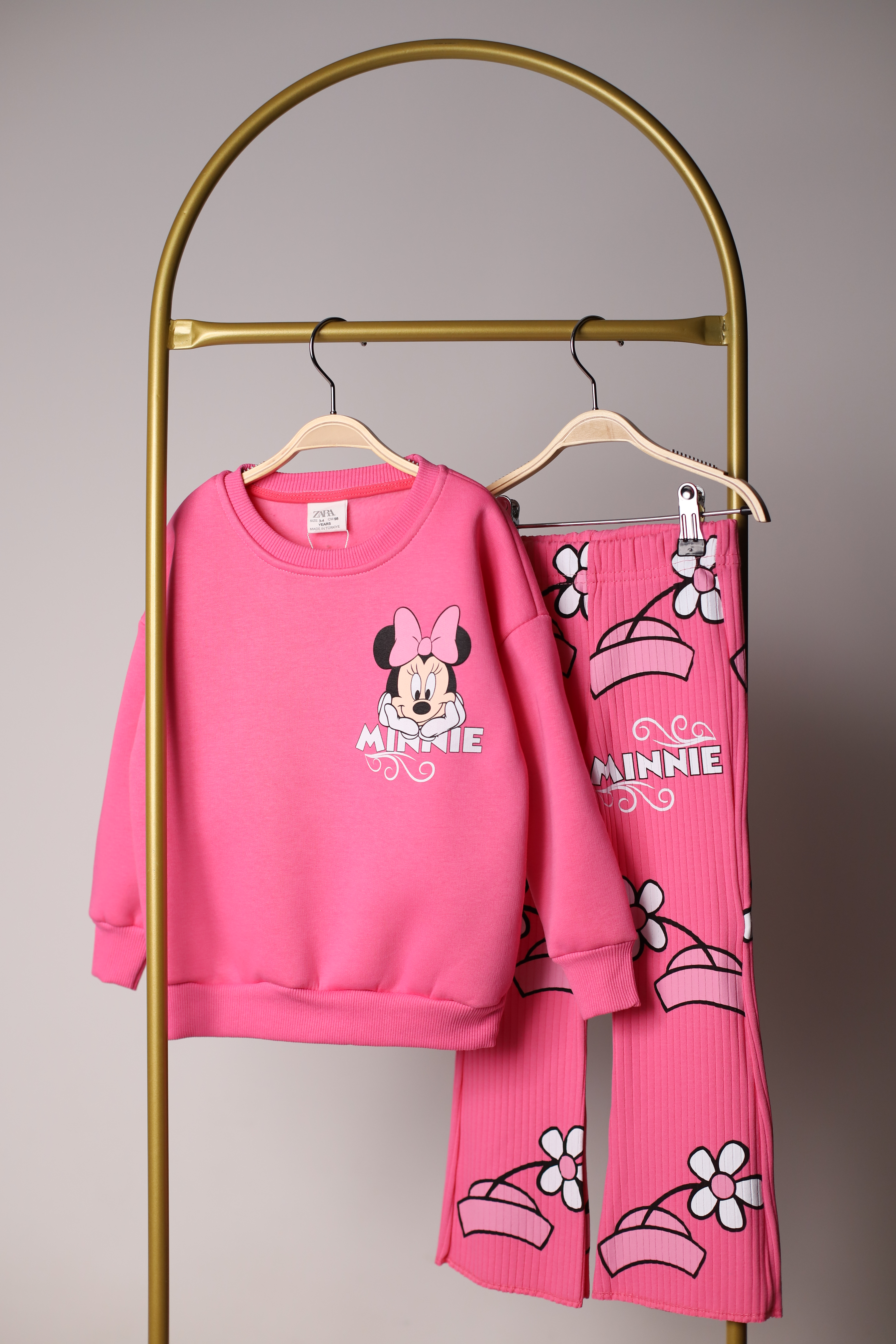 Pembe Minnie Mouse Sırt Baskılı Fitilli Takım