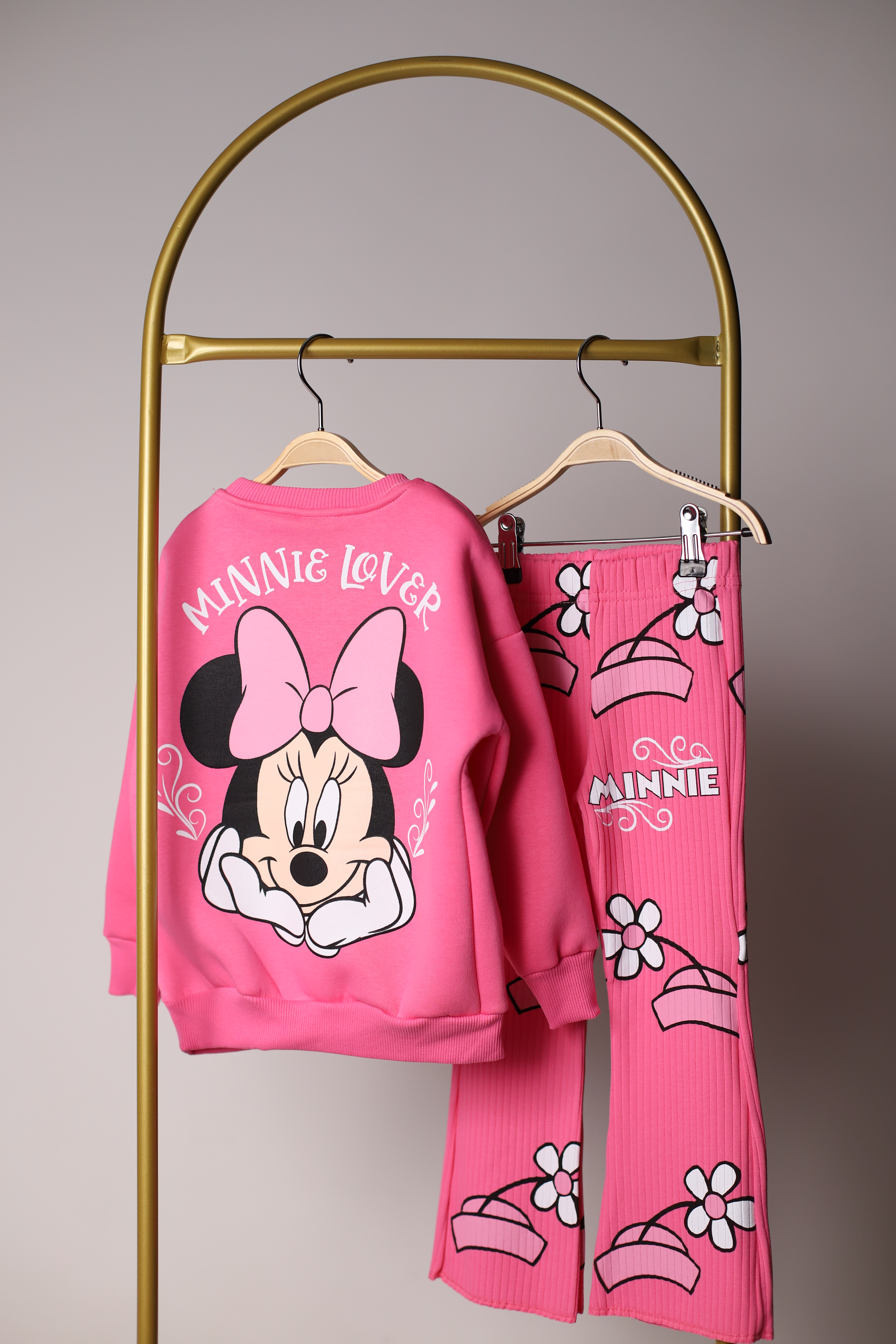 Pembe Minnie Mouse Sırt Baskılı Fitilli Takım