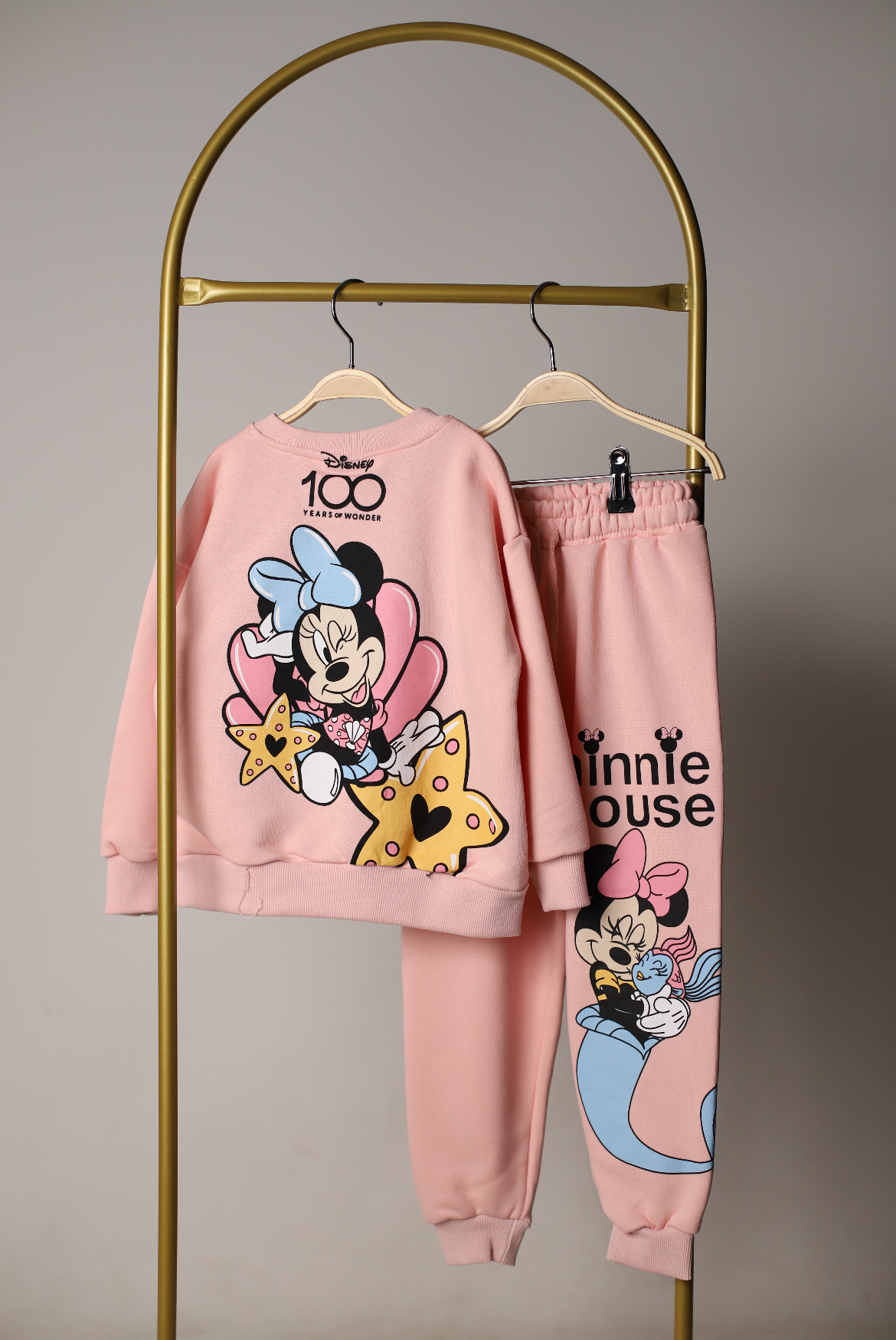 Sevimli Minnie Mouse Sırt Baskılı Pembe Eşofman Takımı