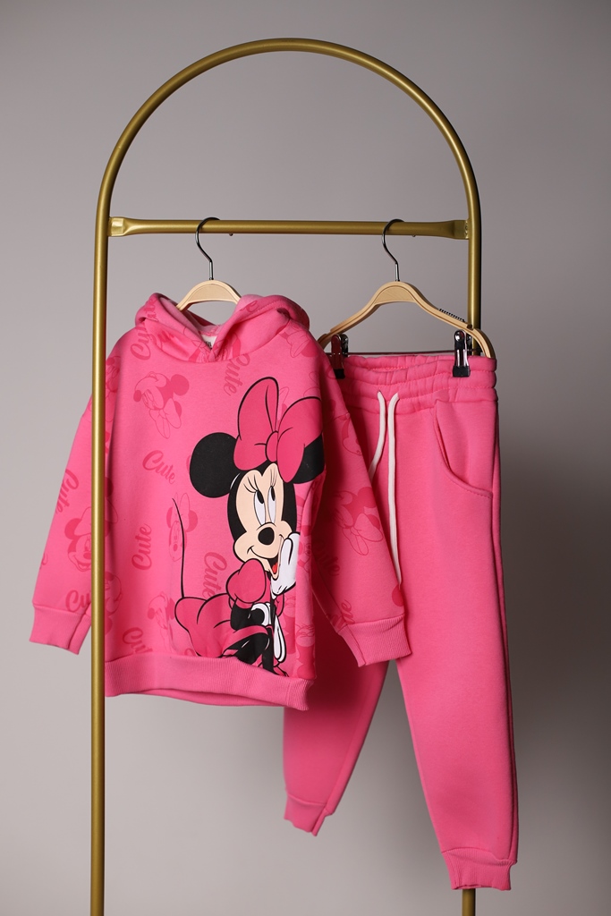 Pembe Kapüşonlu Minnie Mouse Eşofman Takımı
