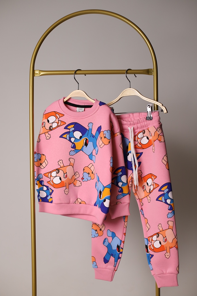 Pembe Bluey Figür Baskılı Eşofman Takımı