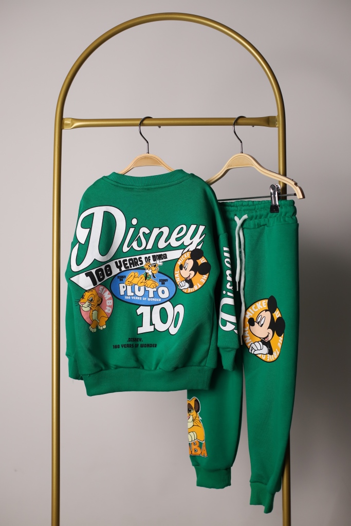 Koyu Yeşil Mickey Ve Arkadaşları Sırt Baskılı Eşofman Takımı