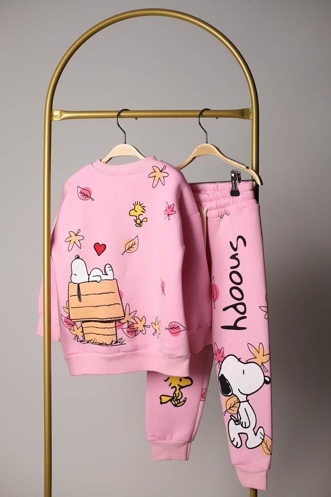 Sırt Baskılı Pembe Snoopy Eşofman Takımı