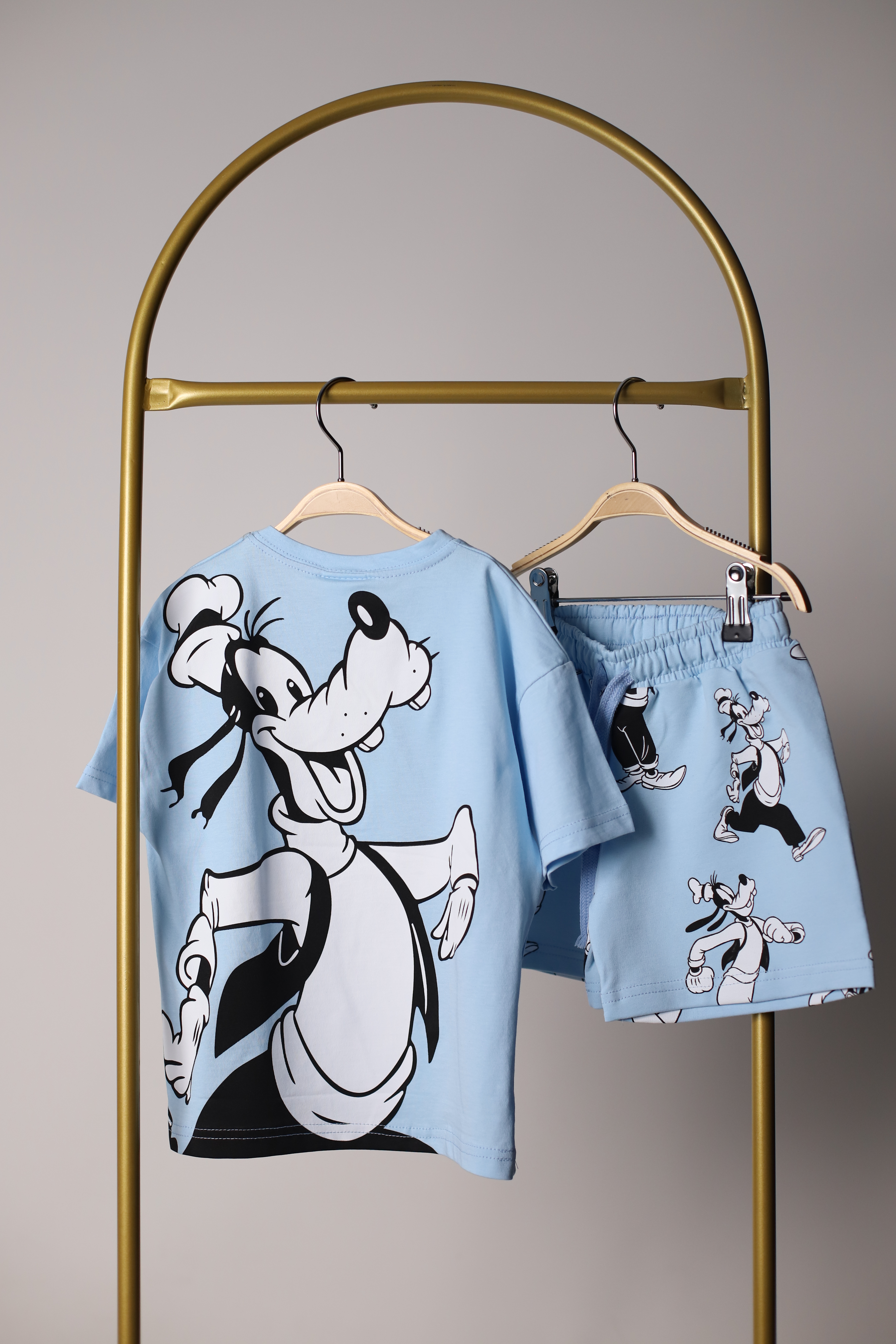 Açık Mavi Goofy Sırt Baskılı Şortlu Takım