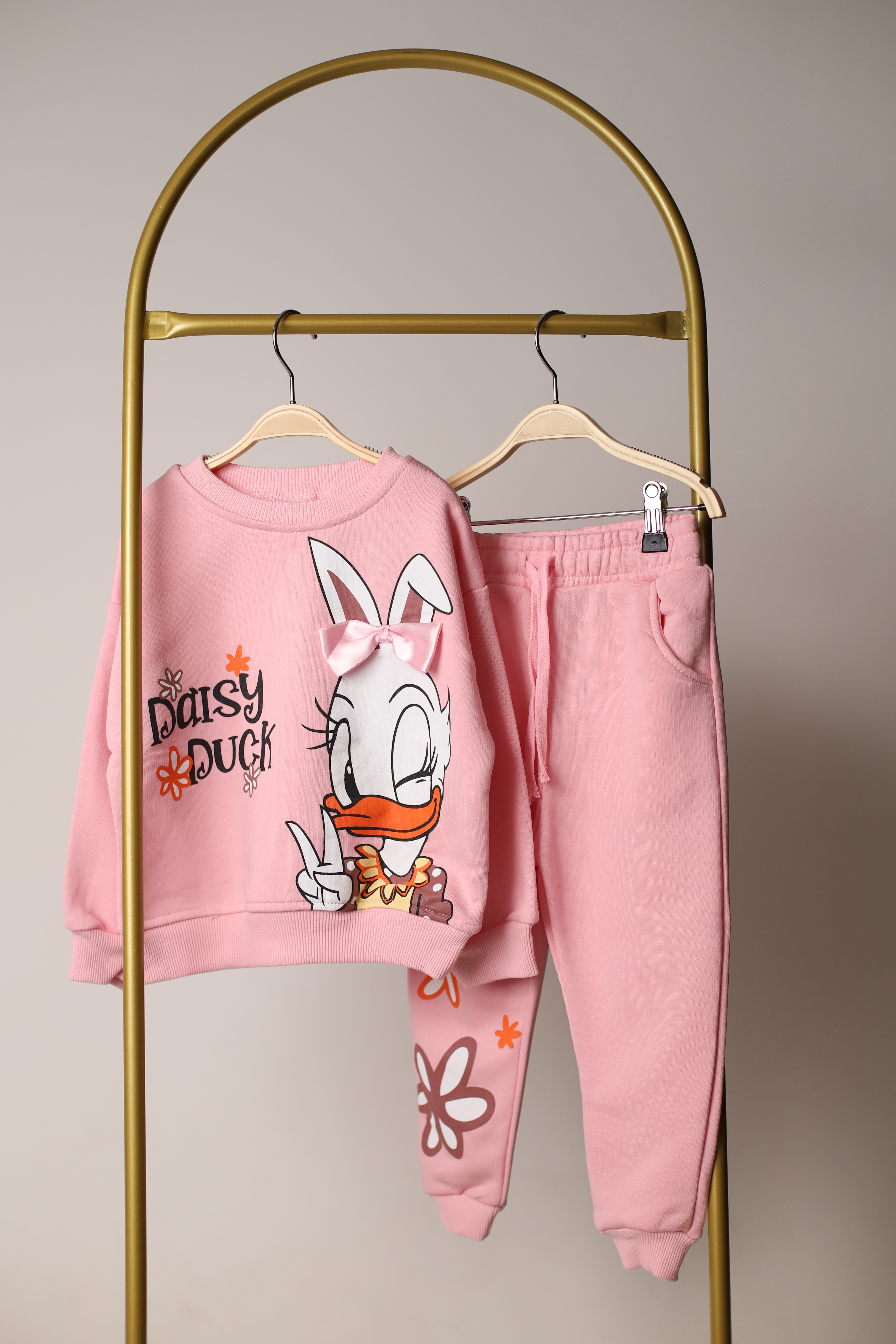 Pembe Kurdele Detaylı Daisy Duck Eşofman Takımı