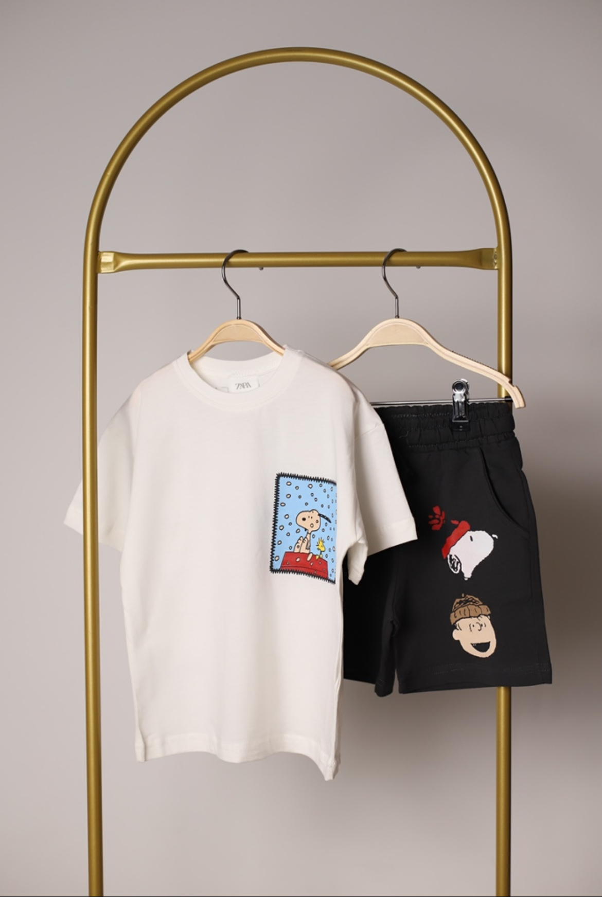 Peanuts Sırt Baskılı Şortlu Takım