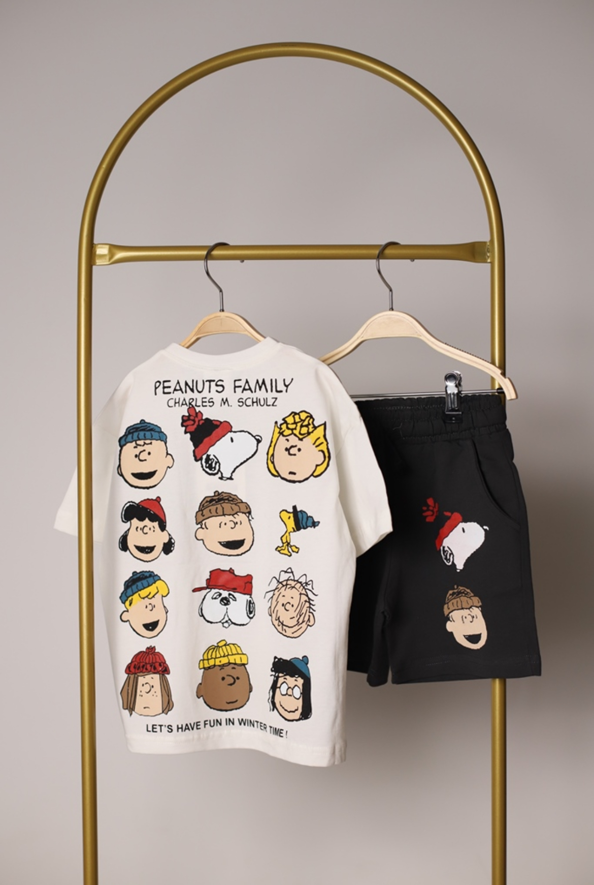Peanuts Sırt Baskılı Şortlu Takım