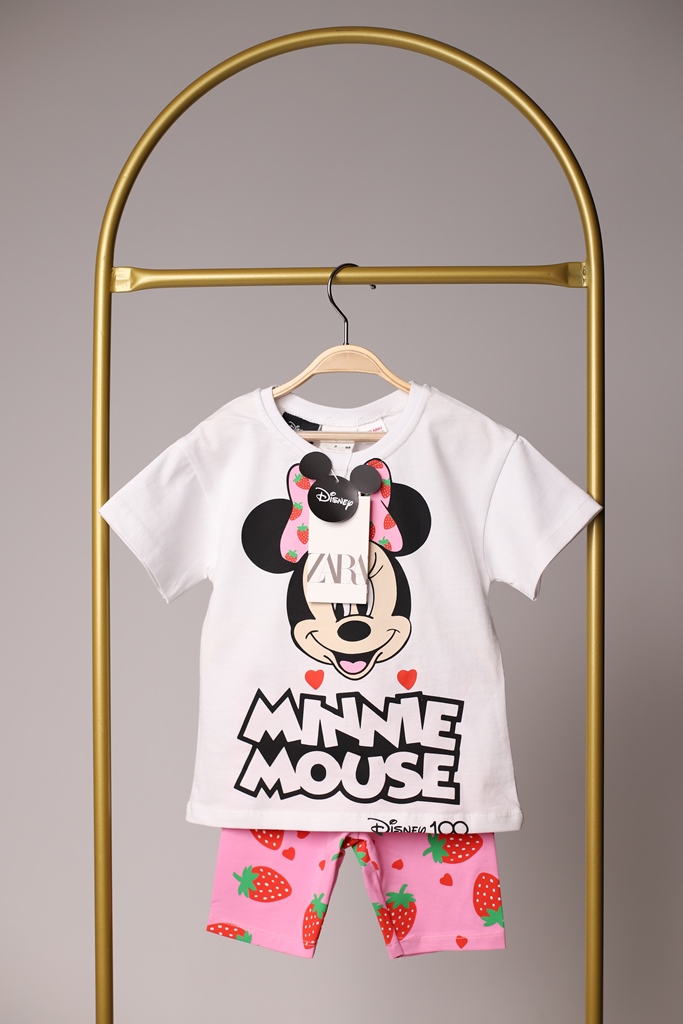 Mİnnie Mouse Çilek Detaylı Taytlı Takım