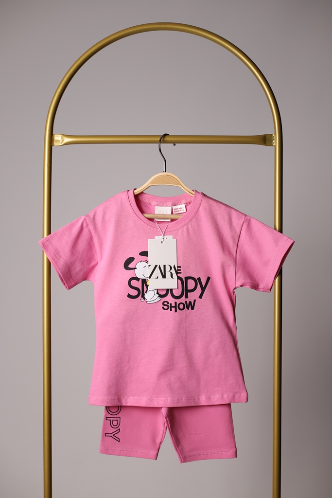 Sırt Baskılı Pembe Snoopy Taytlı Takım