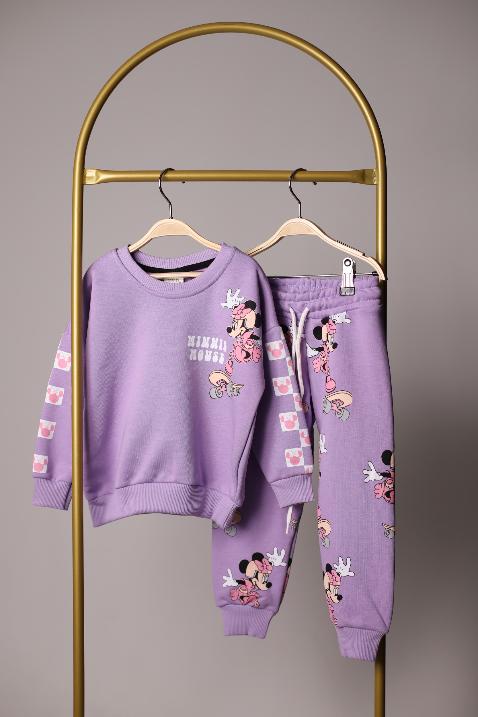 Mor Minnie Mouse Baskılı Eşofman Takımı