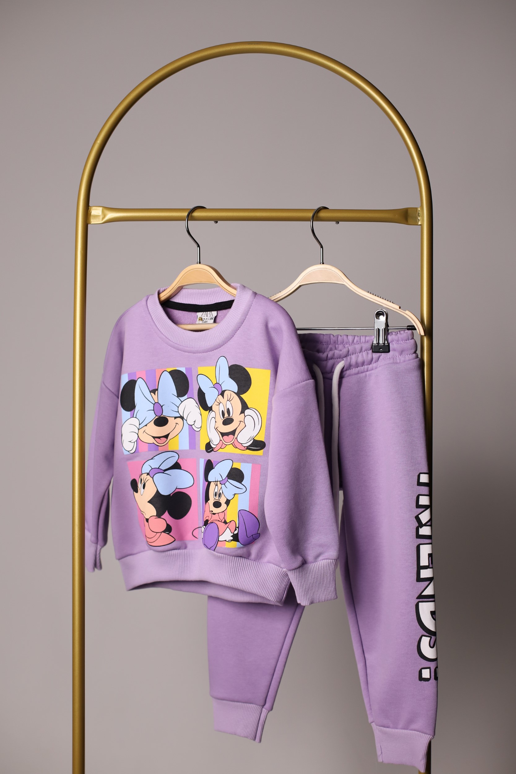 Mor Kareli Minnie Mouse Eşofman Takımı
