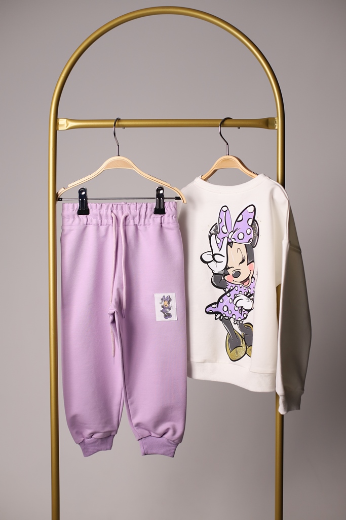 Sırt Baskılı Mor Minnie Mouse Eşofman Takımı