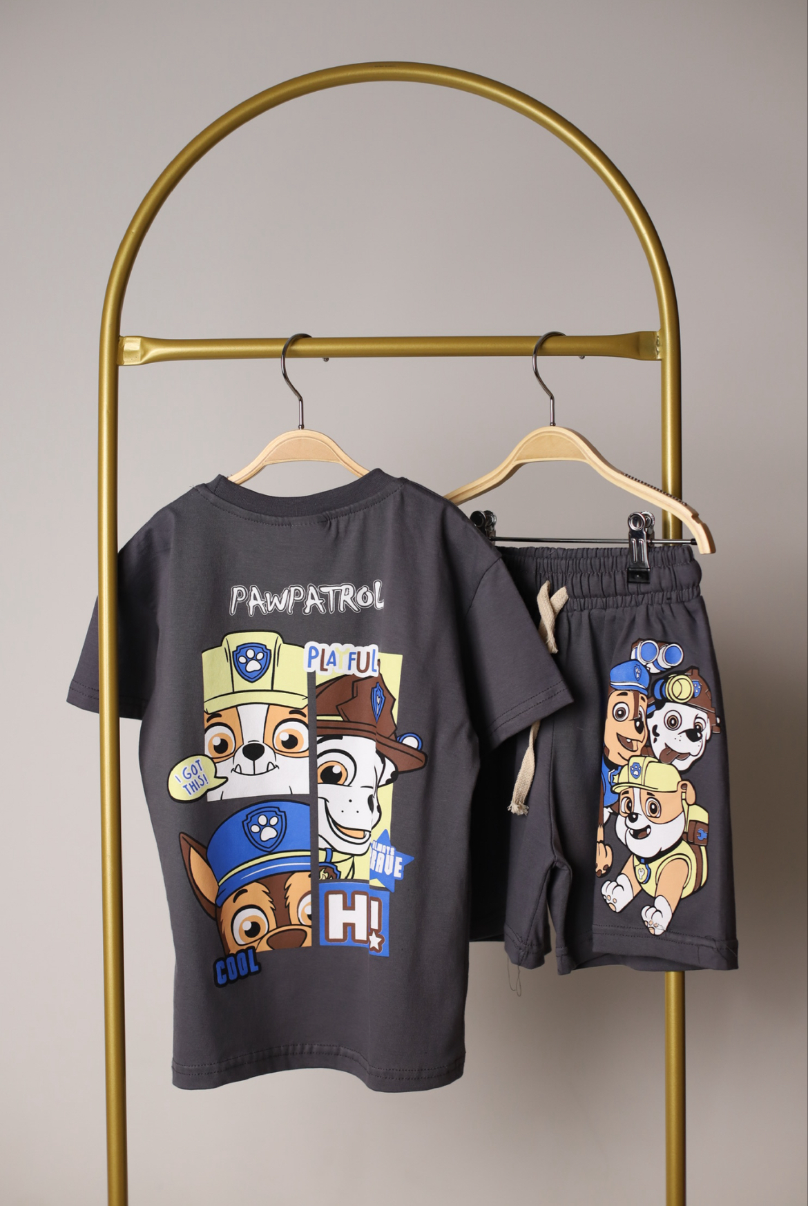 Paw Patrol Playful Sırt Baskılı Füme Şortlu Takım