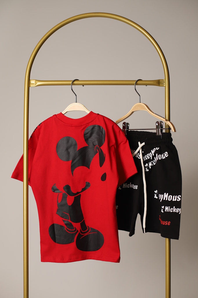 Kırmızı Mickey Mouse Yazılı Takım