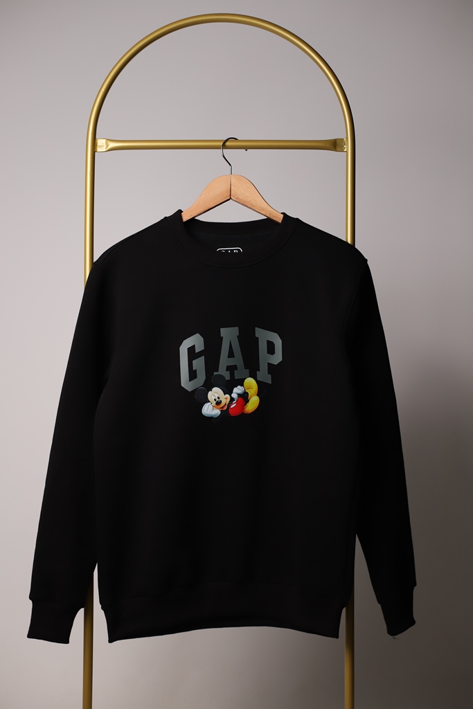 Siyah Mickey Detaylı Yetişkin Sweatshirt