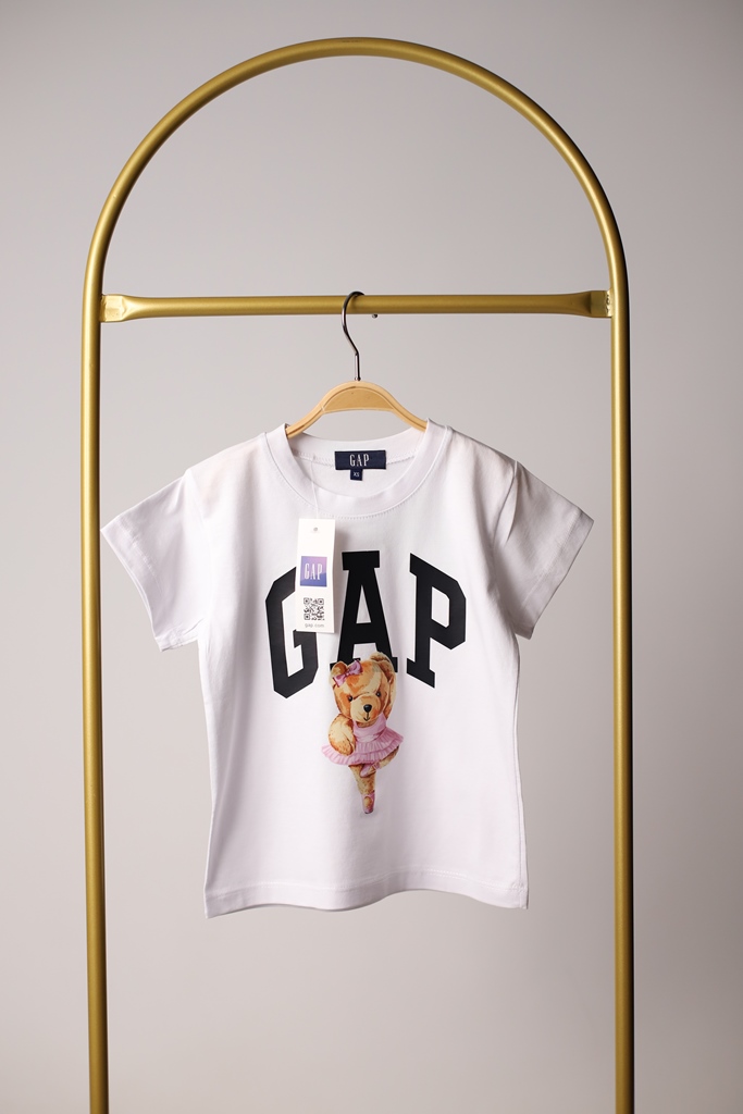 Beyaz Gap Ayıcık Detaylı Kız Çocuk T-Shirt