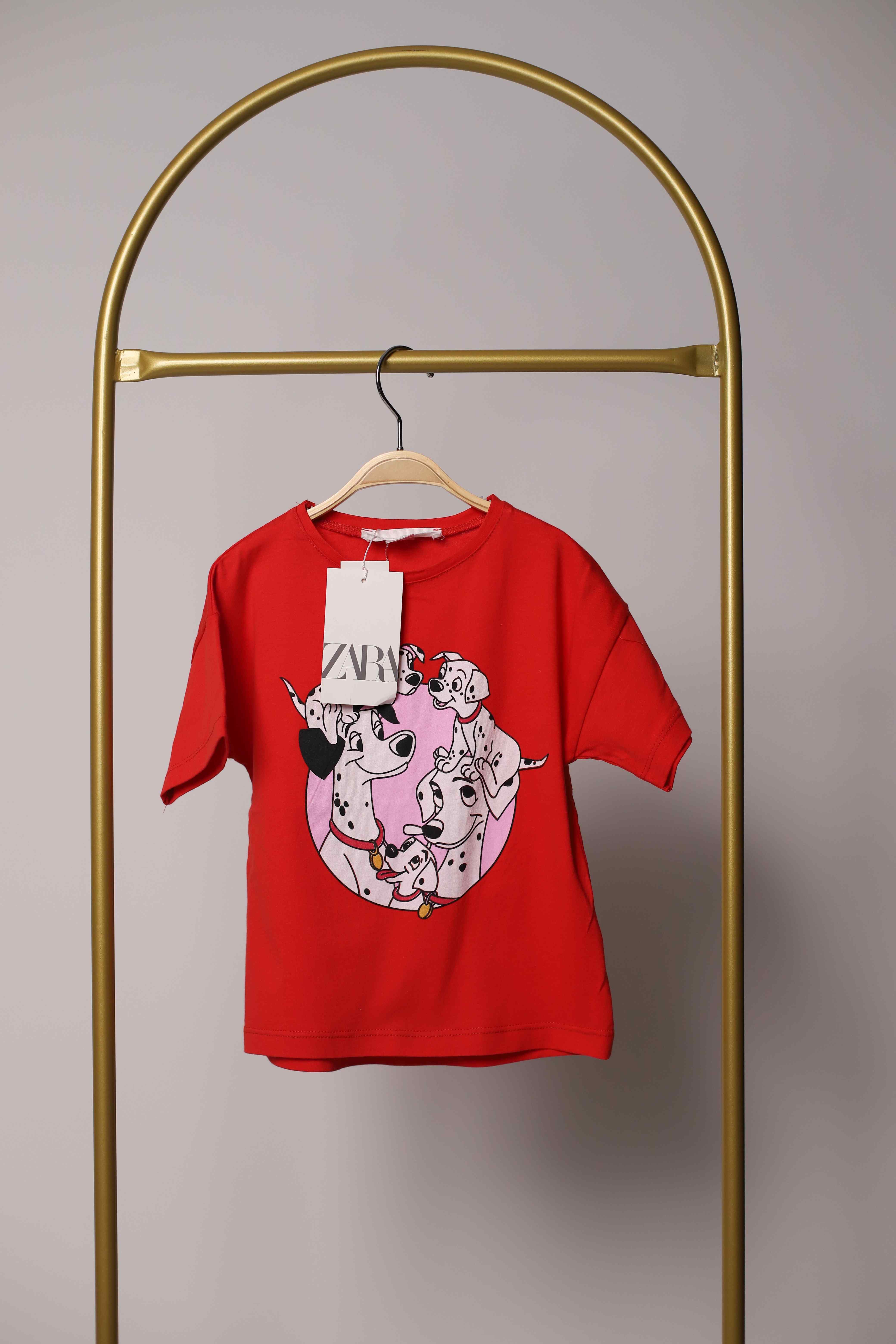 Kırmızı Baskılı Kız Çocuk T-shirt