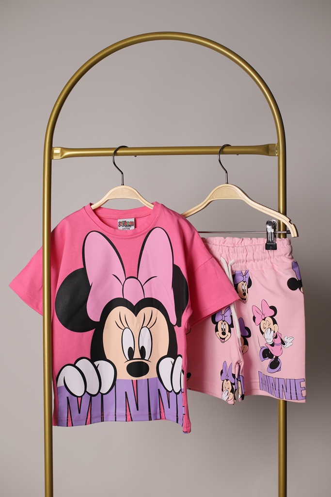Pembe Minnie Mouse Şortlu Takım