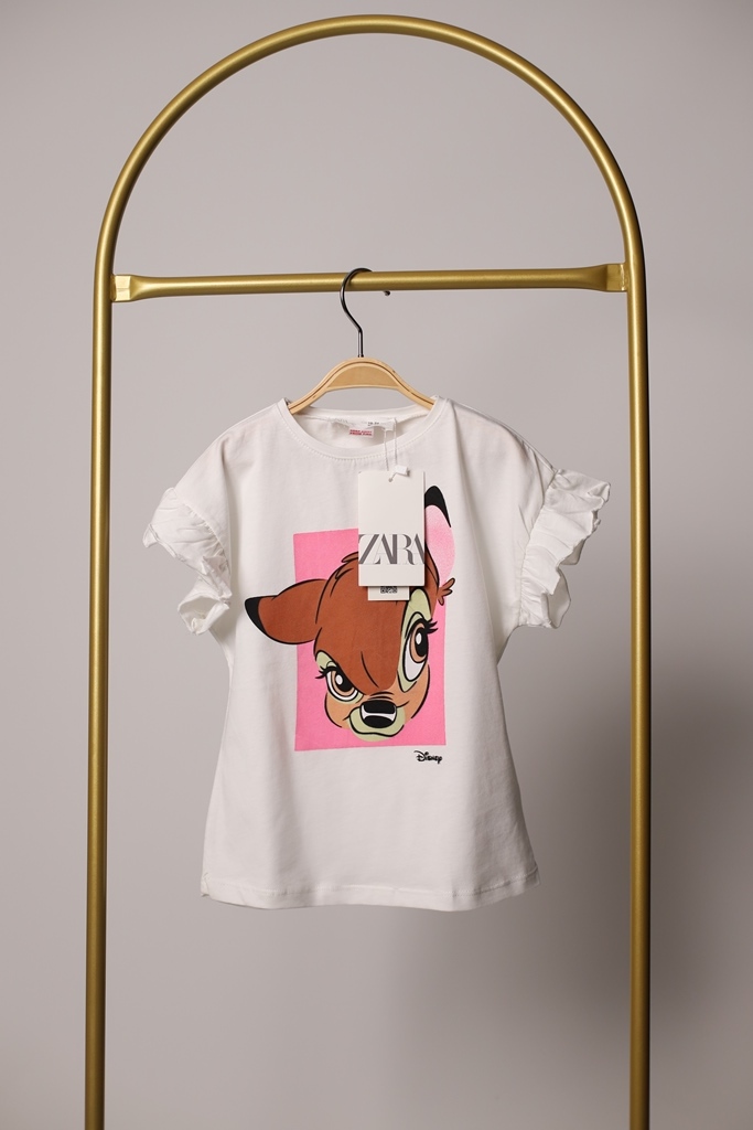 Beyaz Bambi Desenli T-shirt