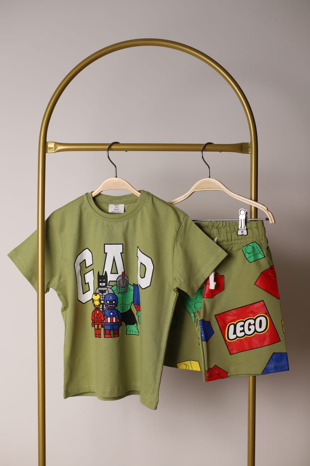 Haki Avengers Lego Baskılı Şortlu Takım
