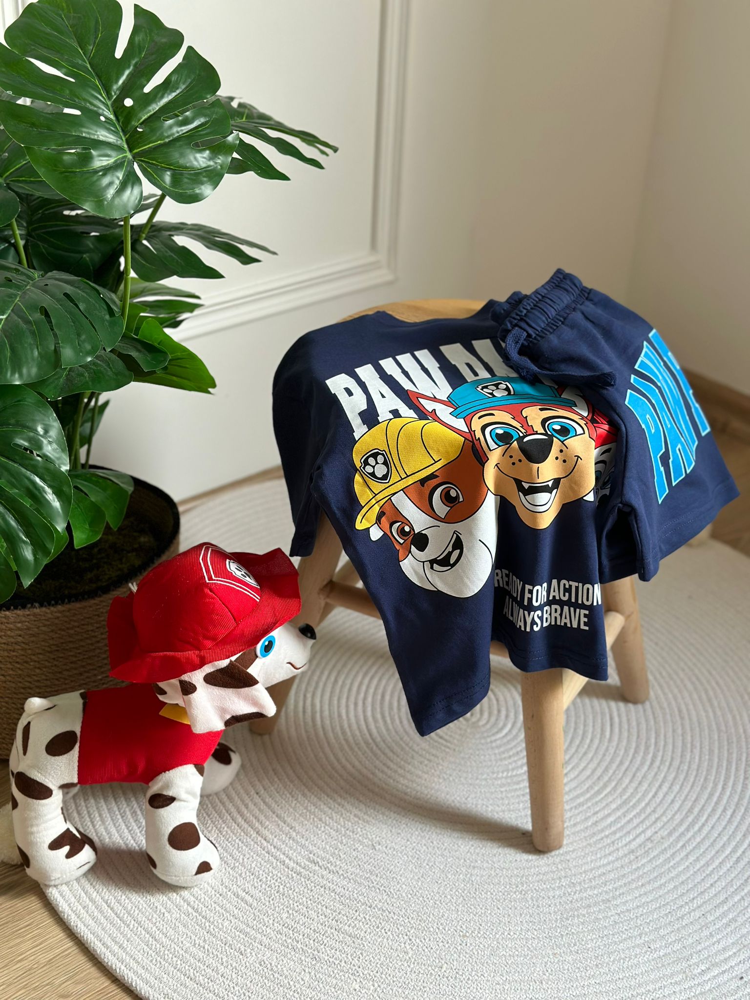 Lacivert Paw Patrol Figür Sırt Baskılı Şortlu Takım