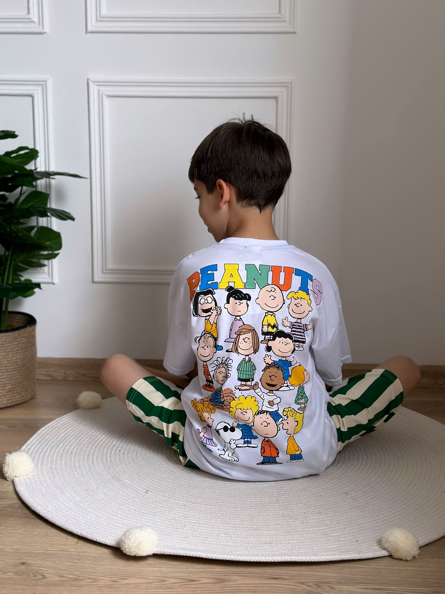 Peanuts Çizgili Şortlu Takım