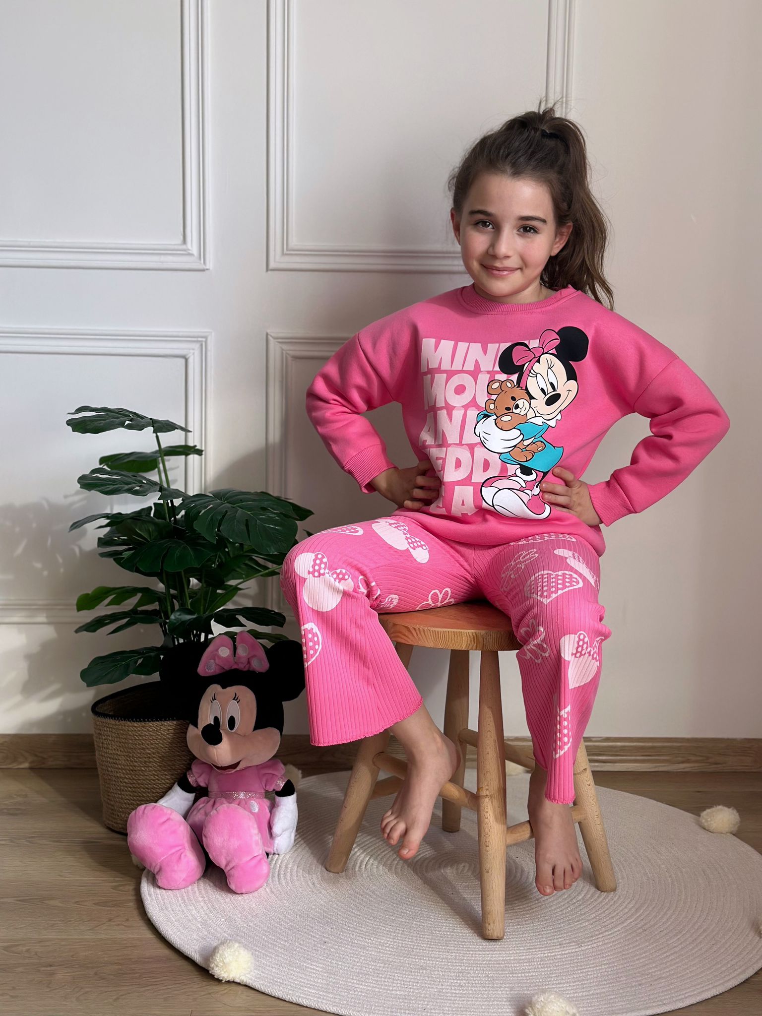 Minnie And Teddy Pembe Fitilli Takım