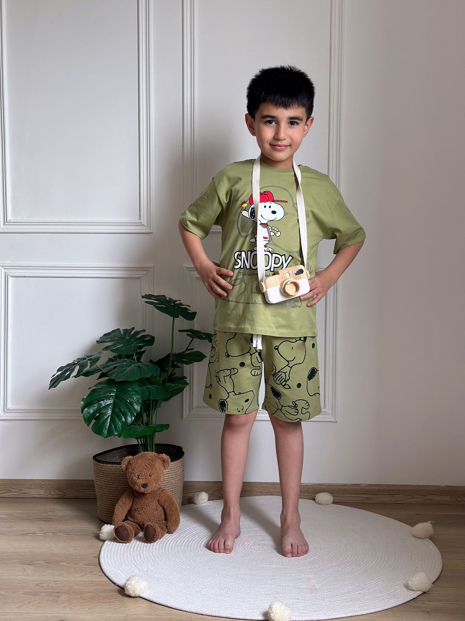 Beyzbolcu Snoppy Şortlu Takım