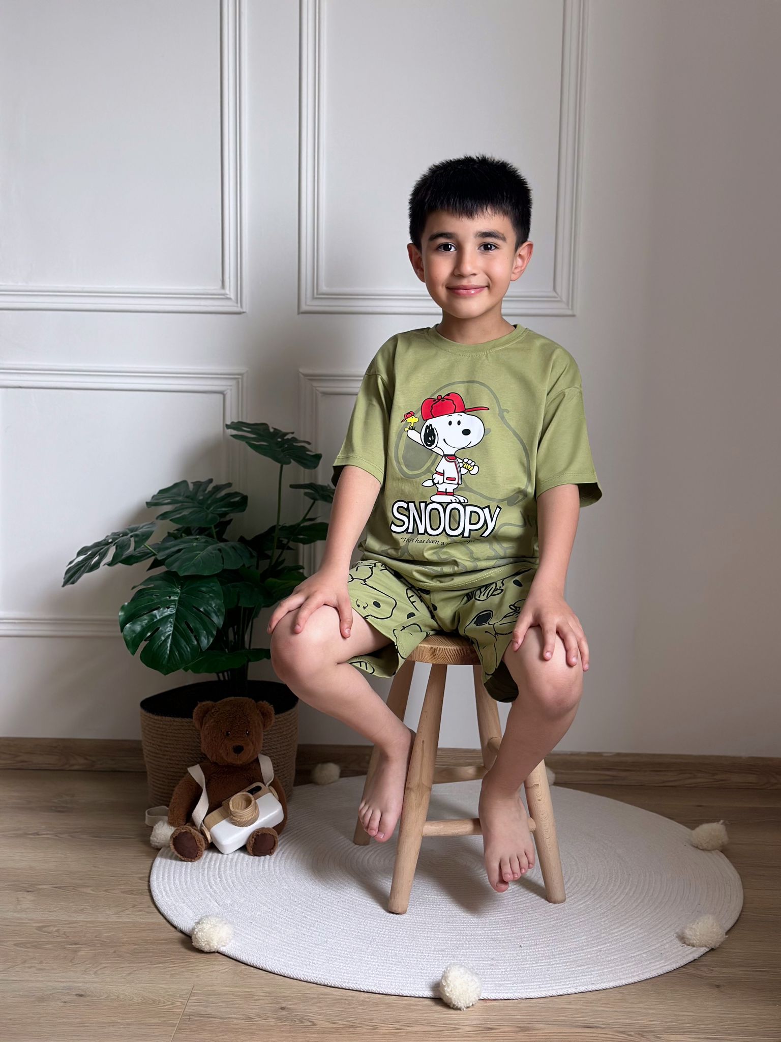 Beyzbolcu Snoppy Şortlu Takım